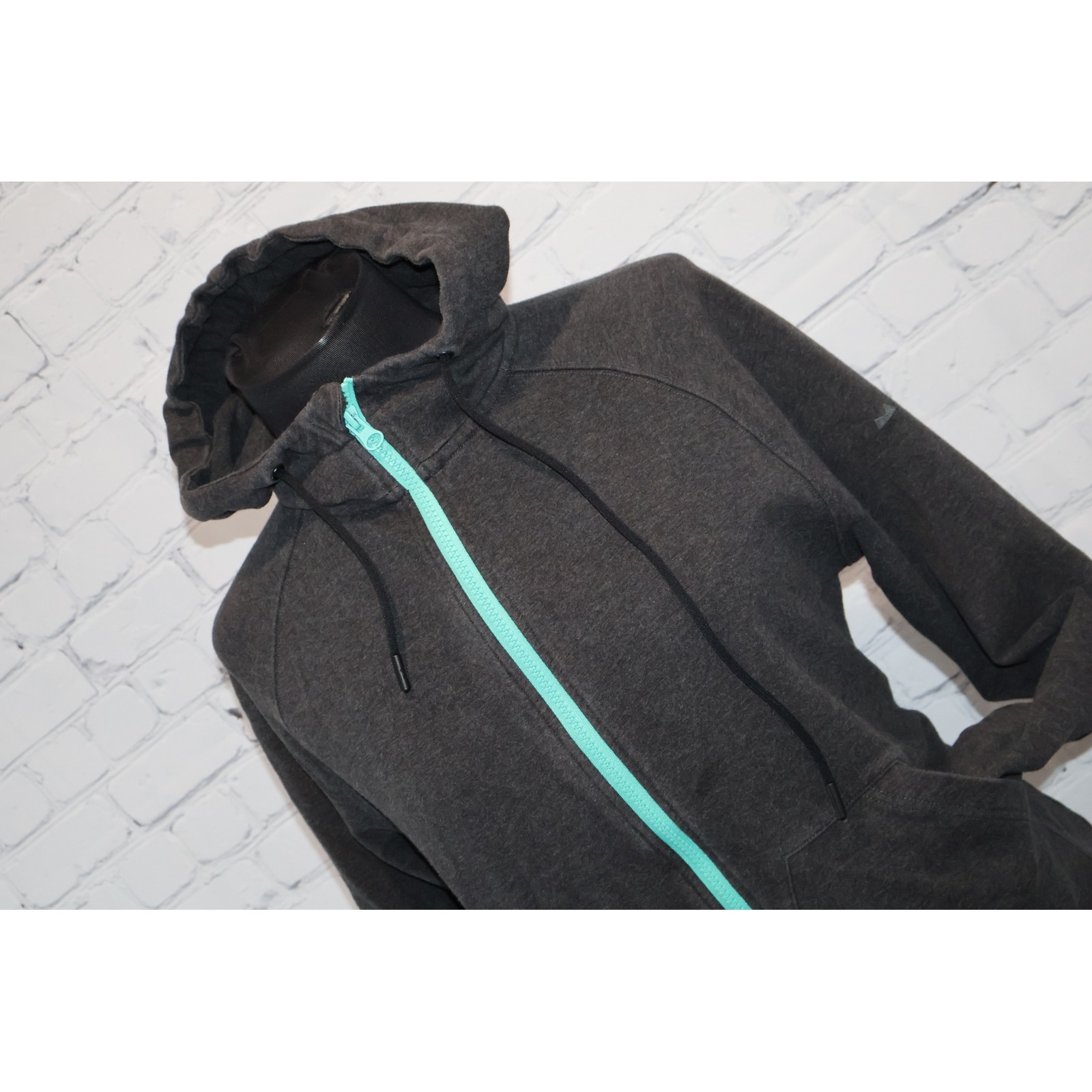 Myles Hoodie Jacket Women Size Medium Gray Full Zip Mint Gray Blue Zipper **